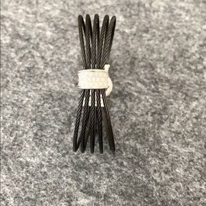 Charriol/Alor black cable bracelet with diamonds